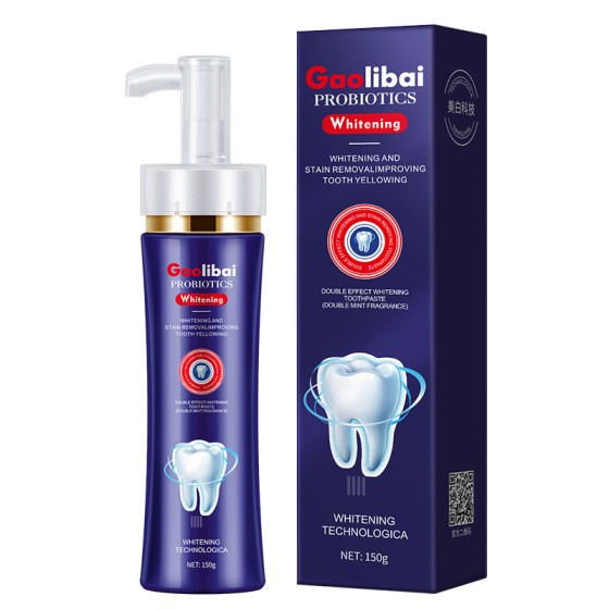 高力白 双效美白牙膏按压式洁净牙齿改善黄牙清新口气厂家直销150g